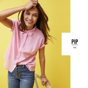 Cabi Pip Top Pink & White Stripe Medium - Like New